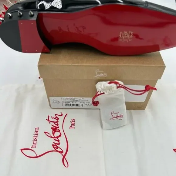 Christian Louboutin men's so greggo Black Patent Leather spike heel Oxford 43.5